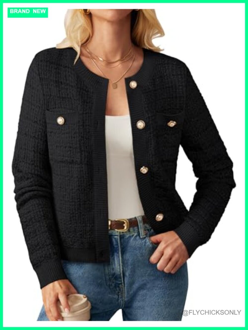 Women's Textured Knit Cardigan Sweater Button Front Long Sleeve Patch Pockets